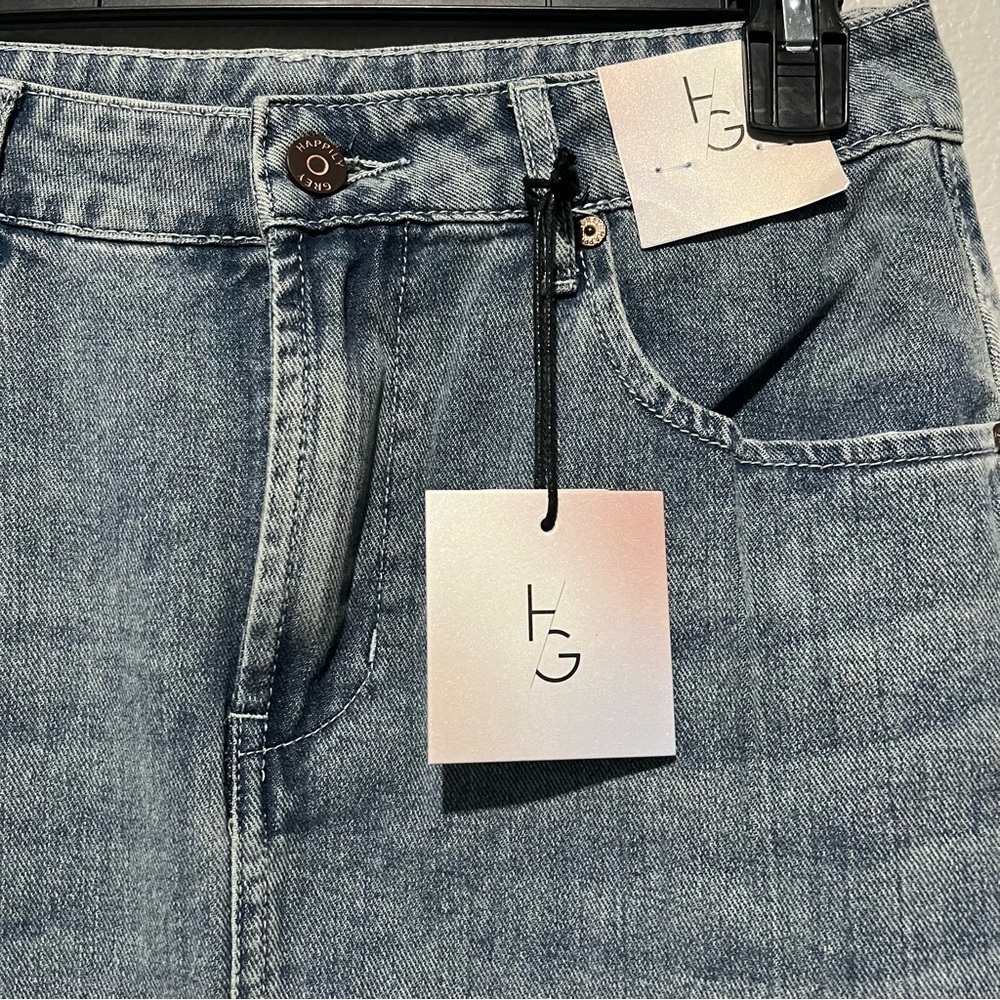 HAPPILY GREY-NWT Denim Long Maxi A Line Skirt with Slit Size 3/25 - Picture 2 of 5